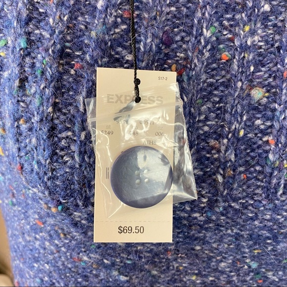 Express Blue Speckled Knit Button Down Sweater - Picture 9 of 11